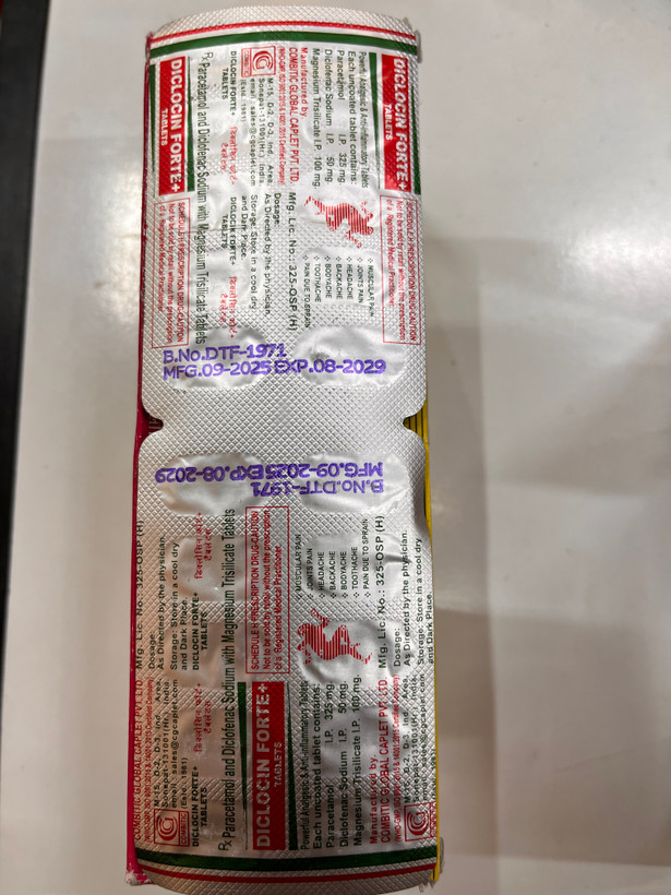 قرص ۷ درد هندی اصل (Diclocin Forte) – تسکین سریع دردهای عضلانی و مفصلی۲۰عددی